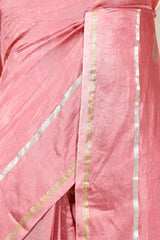 Baby Pink Puna Silk Banarasi Saree with Golden Zari Pichwai Motifs