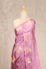 Baby Pink Puna Silk Banarasi Saree with Pichwai Aghanya Motifs