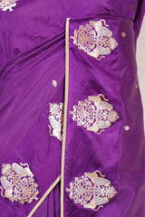 Purple Handloom Banarasi Silk Saree with Gayatri Mantra