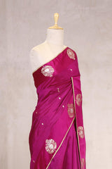 Pink Handloom Banarasi Silk Saree with Gayatri Mantra