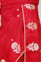 Red Handloom Banarasi Silk Saree with Gayatri Mantra