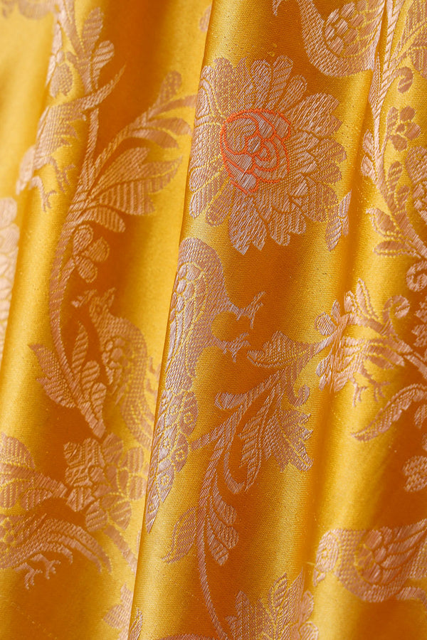 Fabric, yellow fabric,  banarasi fabric, silk fabric, brocade fabric, handloom fabric, indian fabric