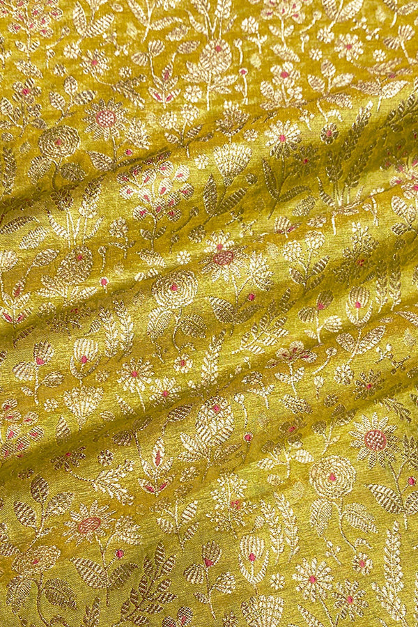 Fabric, green fabric, Yellow fabric, banarasi fabric, silk fabric, brocade fabric, handloom fabric, indian fabric