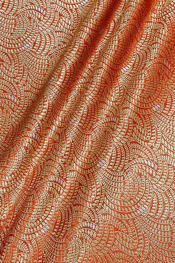 Fabric, orange fabric, banarasi fabric,  silk fabric, woven fabric, indian fabric