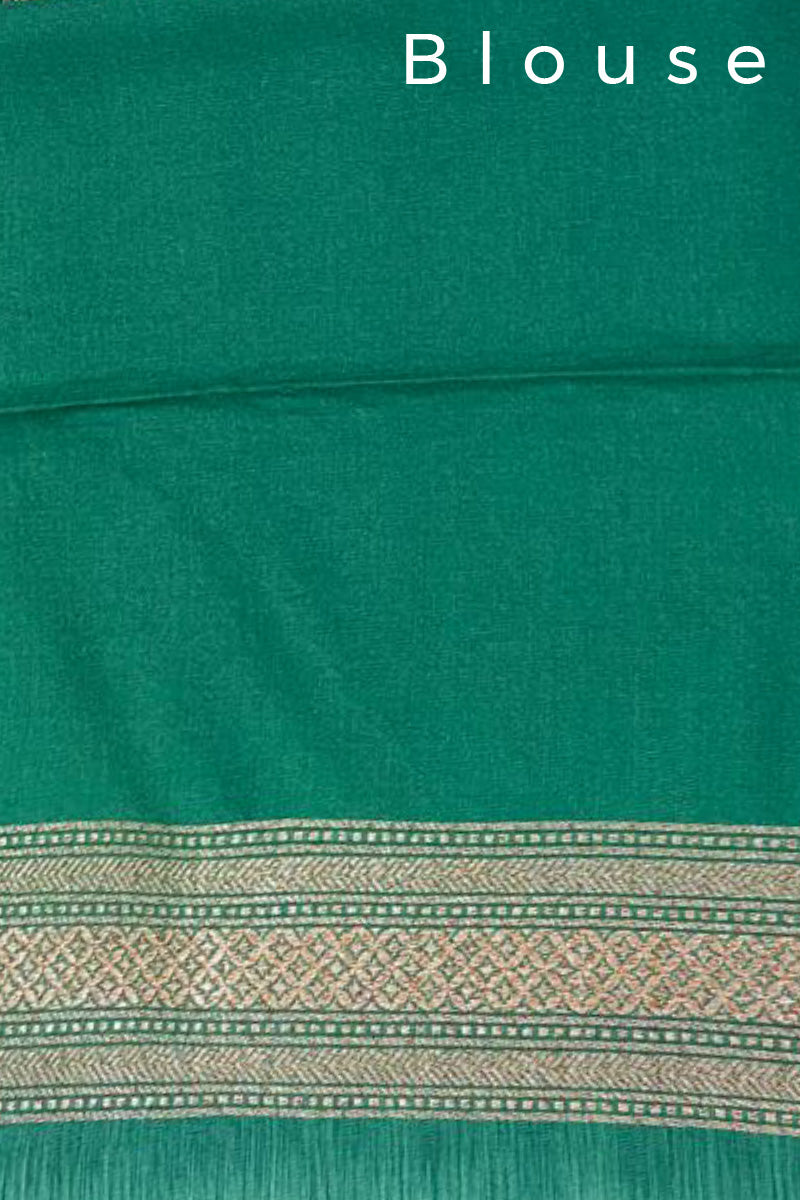 Bottle Green Ethnic Woven Silk Saree