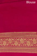 Bright Red Ethnic Woven Silk Saree