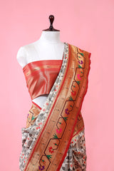 Grey Paithani Banarasi saree