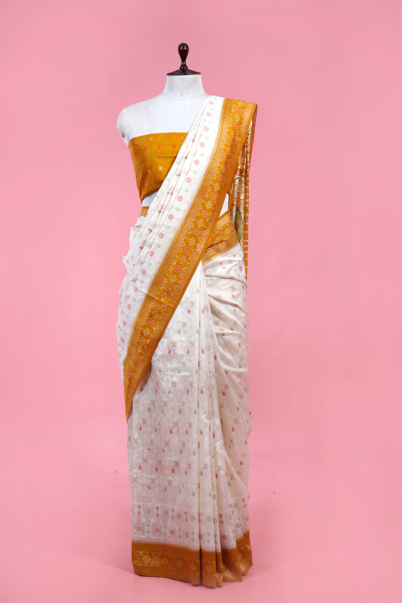 Buy White Ethnic Banarasi Saree Online