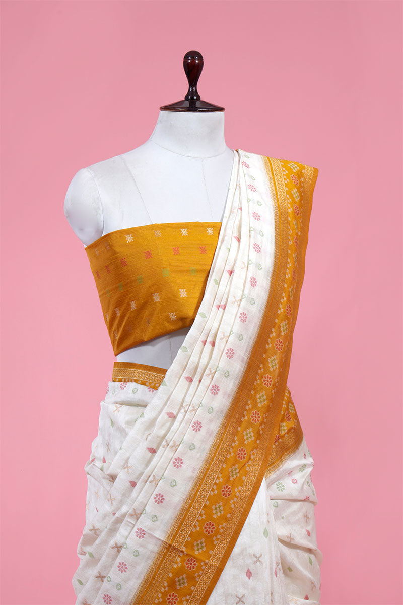 White Ethnic Banarasi Saree