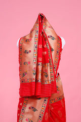 Red Paithani Woven Silk Saree