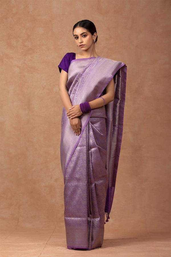 Lilac Woven Soft Silk Saree