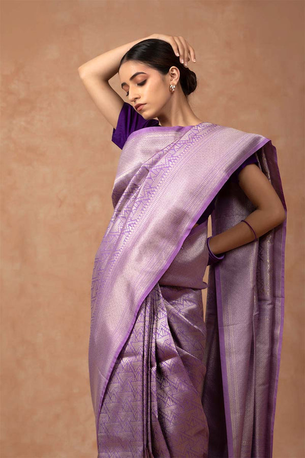 Lilac Woven Soft Silk Saree