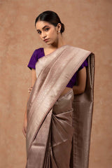 Lavender Grey Soft Silk Saree