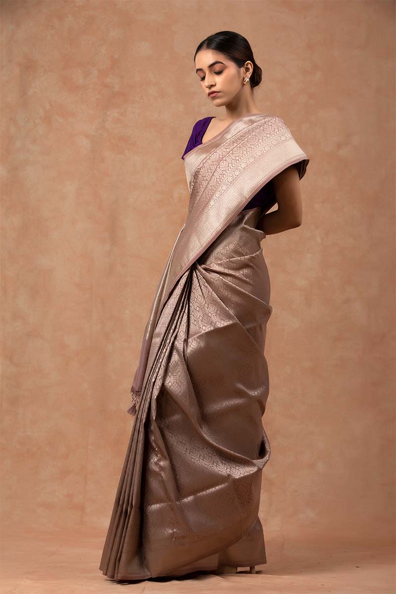 Lavender Grey Soft Silk Saree