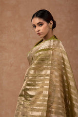 Henna Green Striped Woven Silk Saree