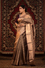 Rust Purple Woven Silk Saree