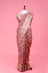 Buy Rust Red Woven Silk Saree Online