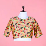 Floral Delight Yellow Chiniya Silk Blouse