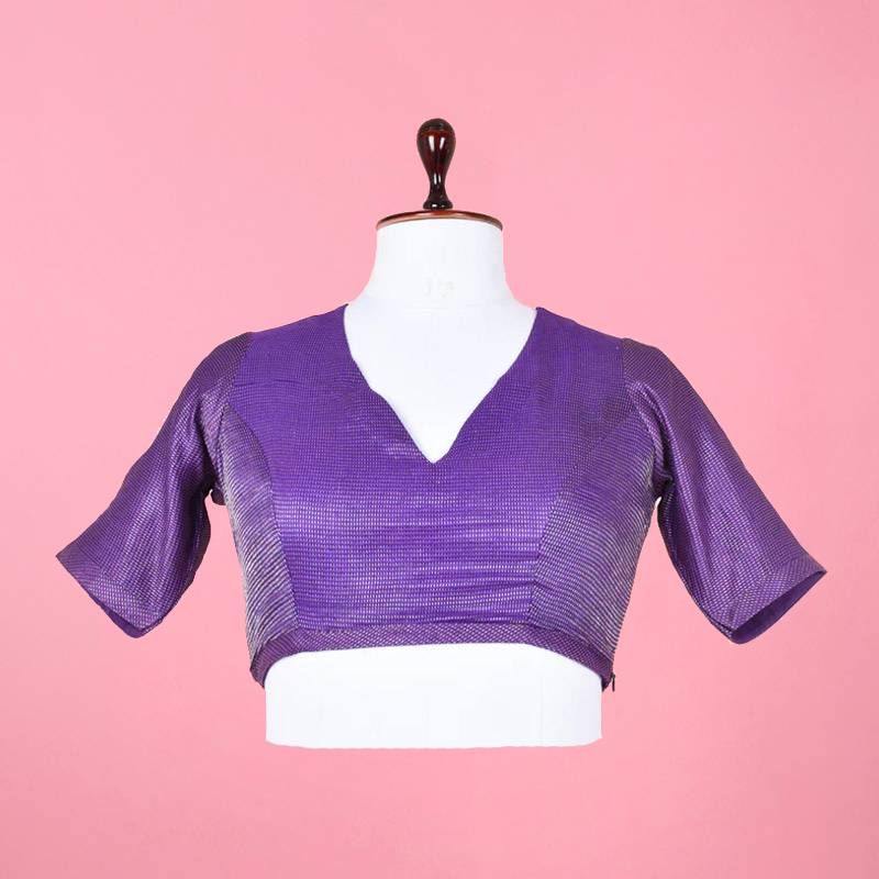Purple Handwoven Banarasi Silk Blouse