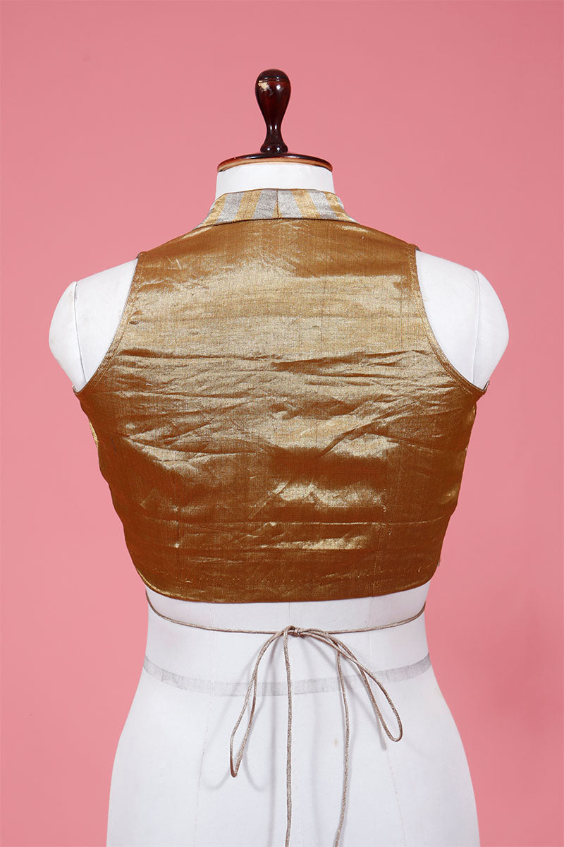 Gold Collared Tissue Silk Blouse