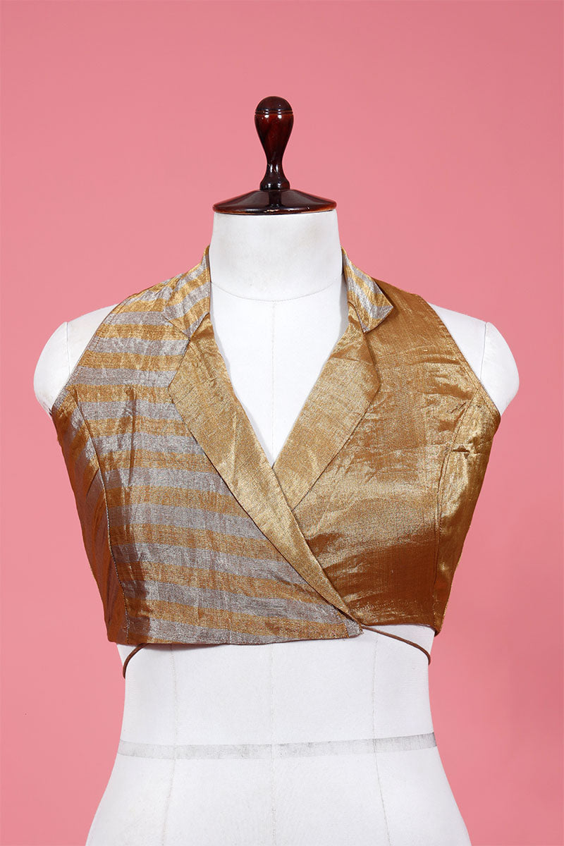 Buy Gold Tissue Silk Blouse Online