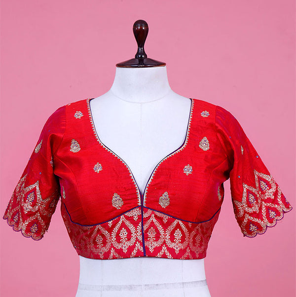 blouse, Red blouse, blouse design, bridal blouse, silk blouse, wedding blouse, latest blouse, brocade blouse