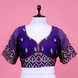 Banarasi Purple Designer Blouse With Cutdana & Aari Handwork