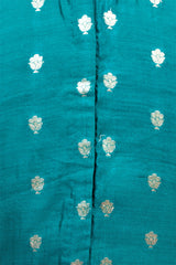 Sapphire Green Chiniya Silk Blouse with Gold Zari Motifs