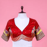 blouse, Red blouse, Orange blouse, blouse design, bridal blouse, silk blouse, wedding blouse, latest blouse, brocade blouse, handloom blouse