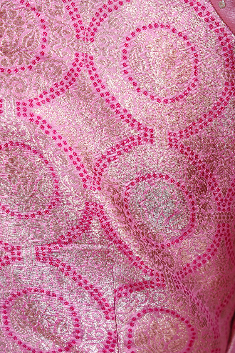 Baby Pink Banarasi Silk Blouse with Katdana Handwork