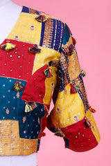 Multicolored Banarasi Silk Blouse with Sequin and Aari Handwork