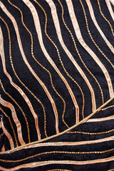 Black Raw Silk Blouse with Stripes and Pichwai Motifs