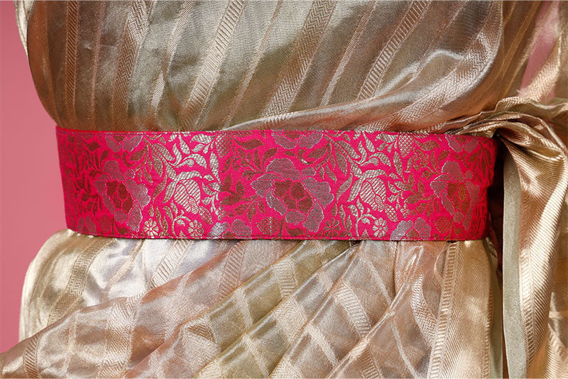 Fushcia Pink Banarasi Silk Waist Belt