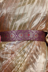 Deep Purple Banarasi Silk Waist Belt