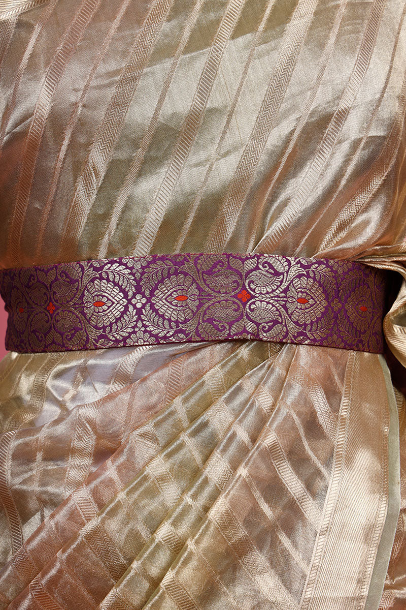 Deep Purple Banarasi Silk Waist Belt