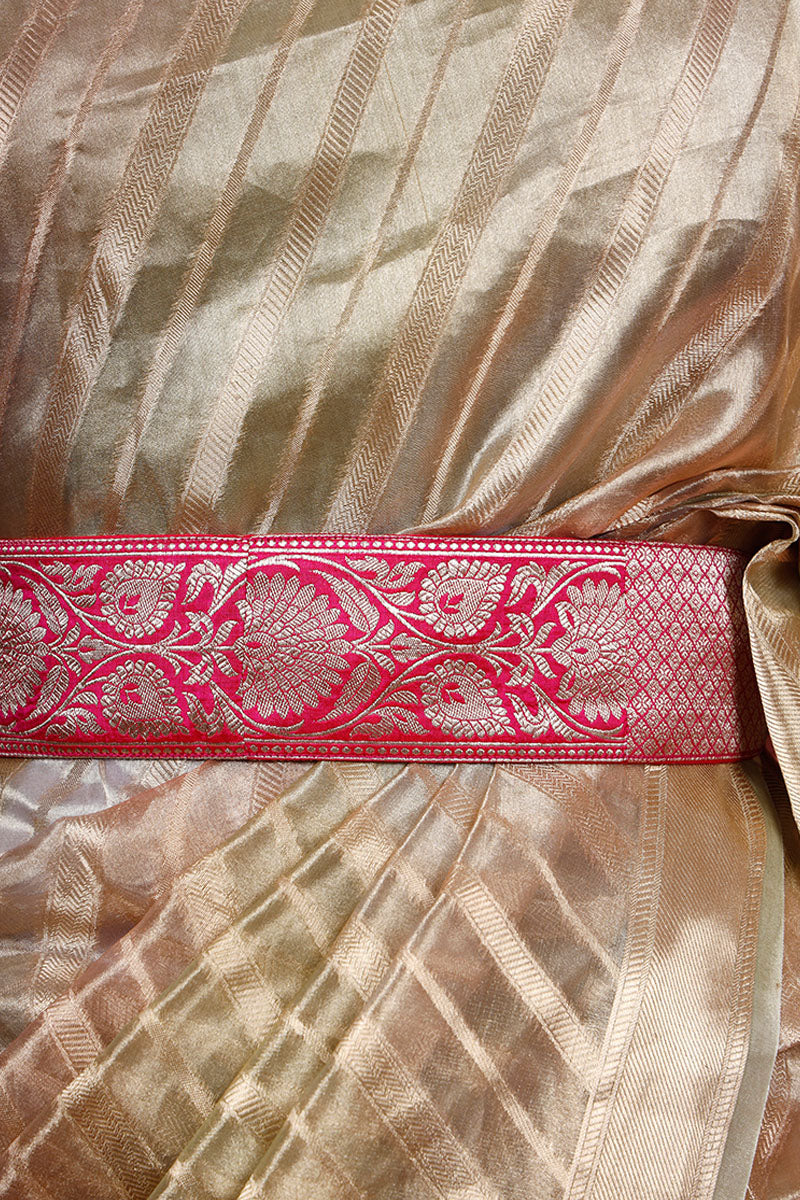 Crimson Pink Banarasi Silk Waist Belt