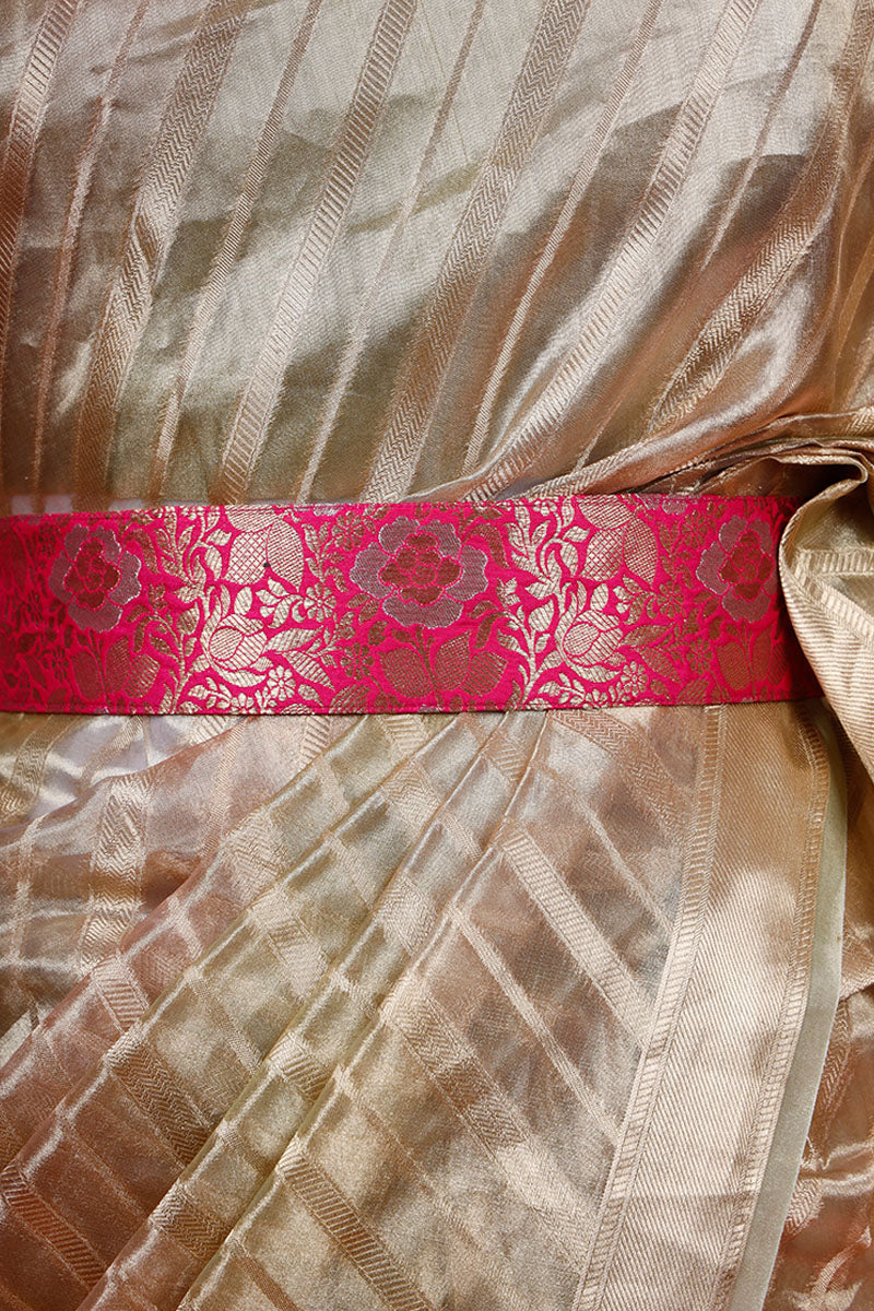 Pink Banarasi Silk Waist belt