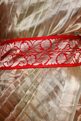 Cherry Red Banarasi Silk Waist Belt