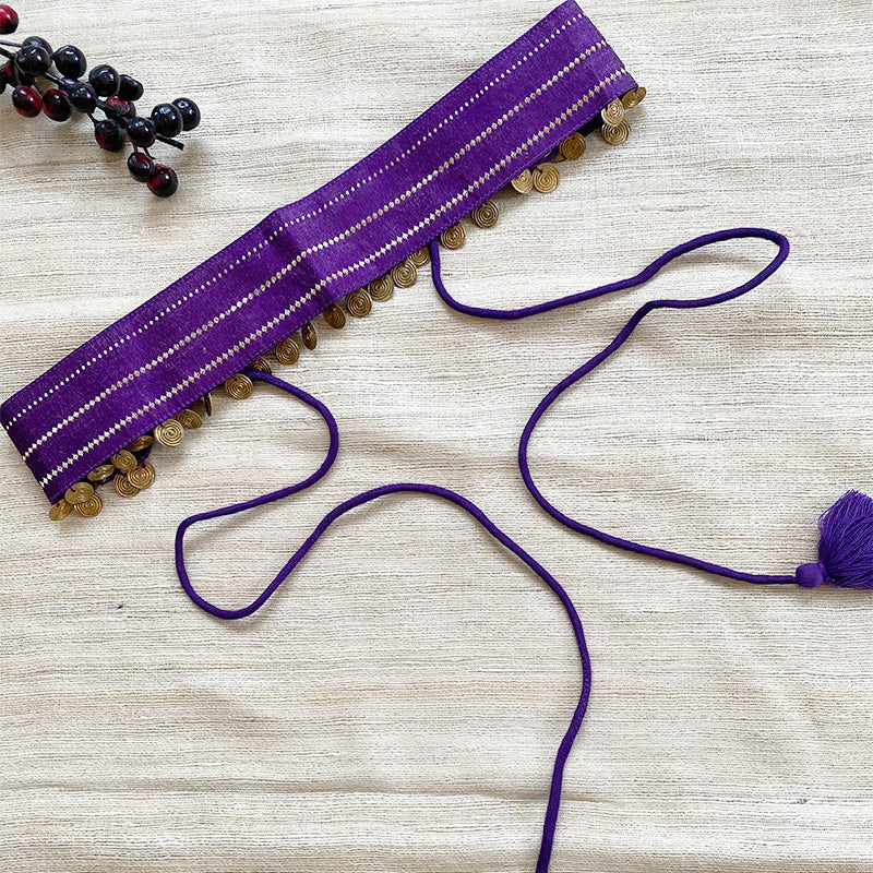 Buy Purple Silk Saree Waist Belt Online