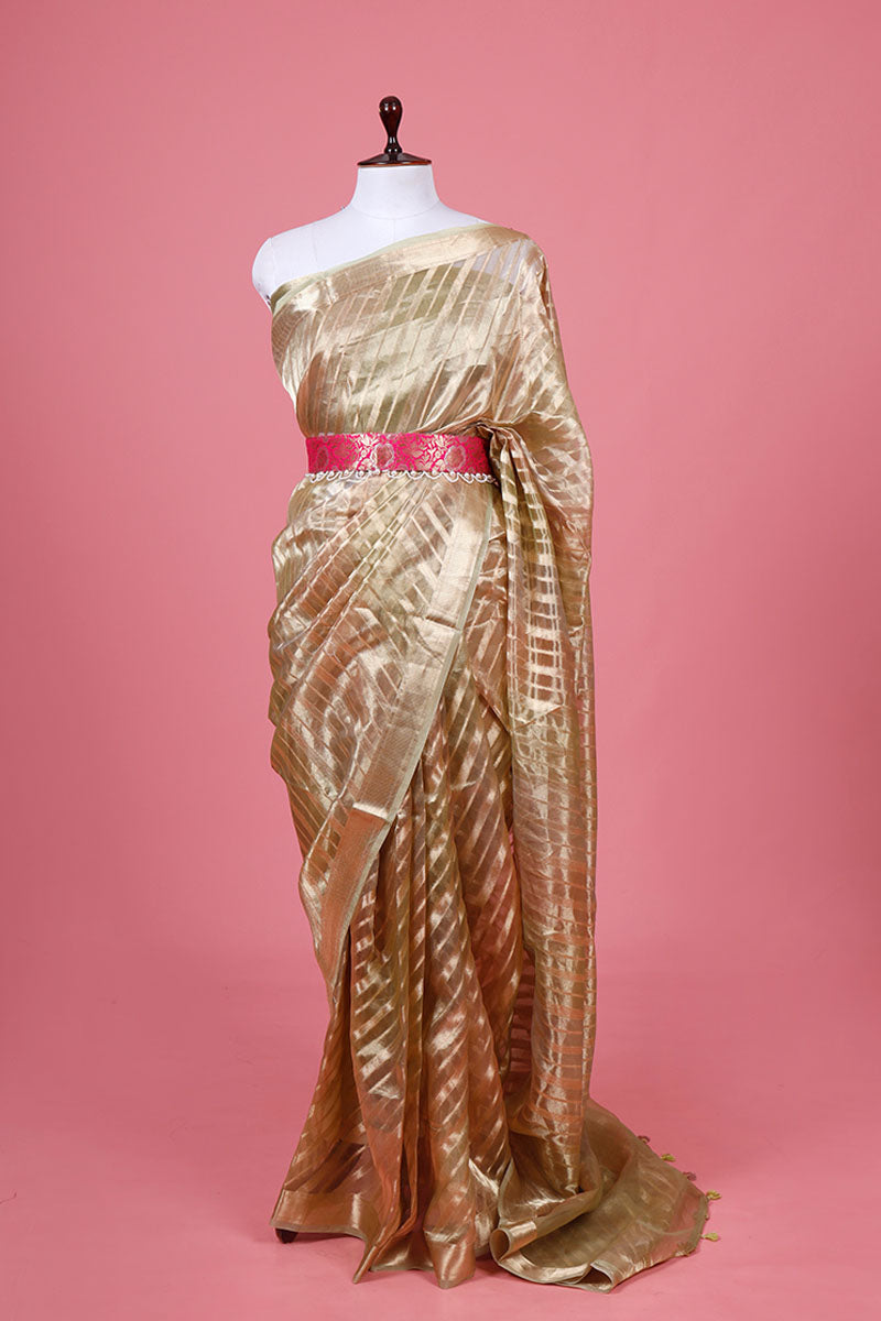 Pink Embellished Banarasi Silk Waist Belt