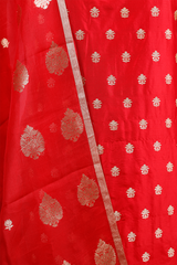 Red Ethnic Handwoven Banarasi Silk Unstitched Salwar Suit