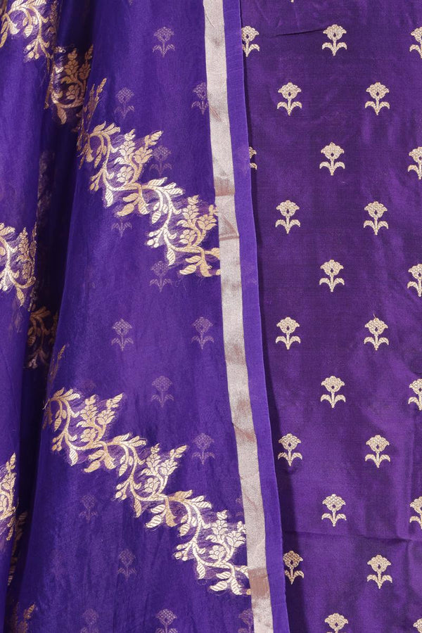 Purple Handwoven Banarasi Silk Unstitched Salwar Suit