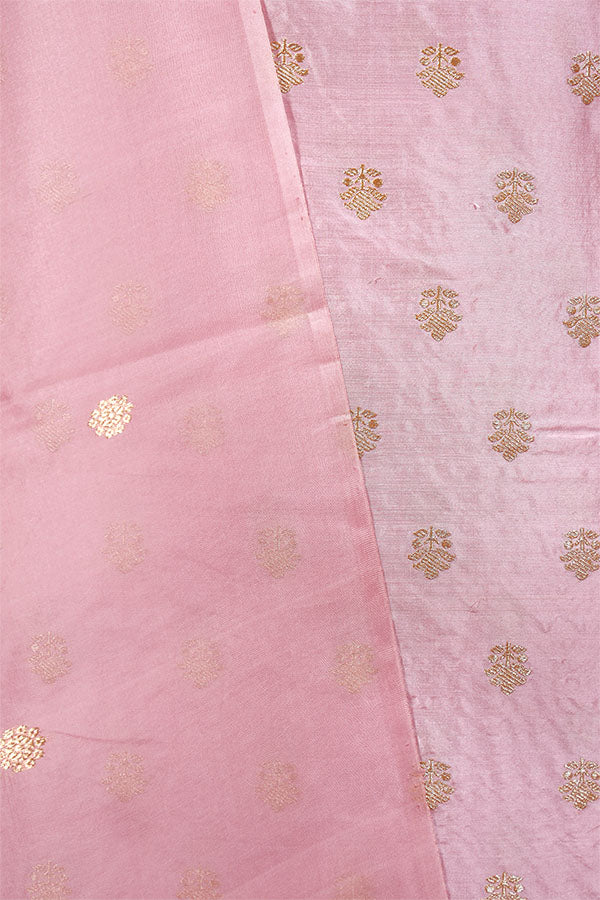 Baby Pink Handwoven Banarasi Silk Suit Piece