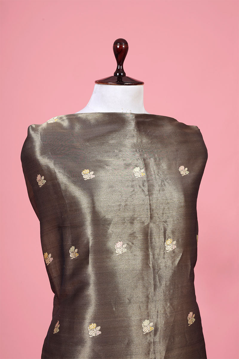 Dark Olive Handloom Tissue Silk Suit Piece