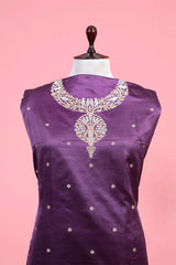 Purple Handloom Banarasi Satin Silk Suit Piece