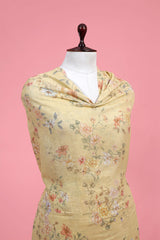 Mustard Yellow Floral Printed Linen Suit Piece