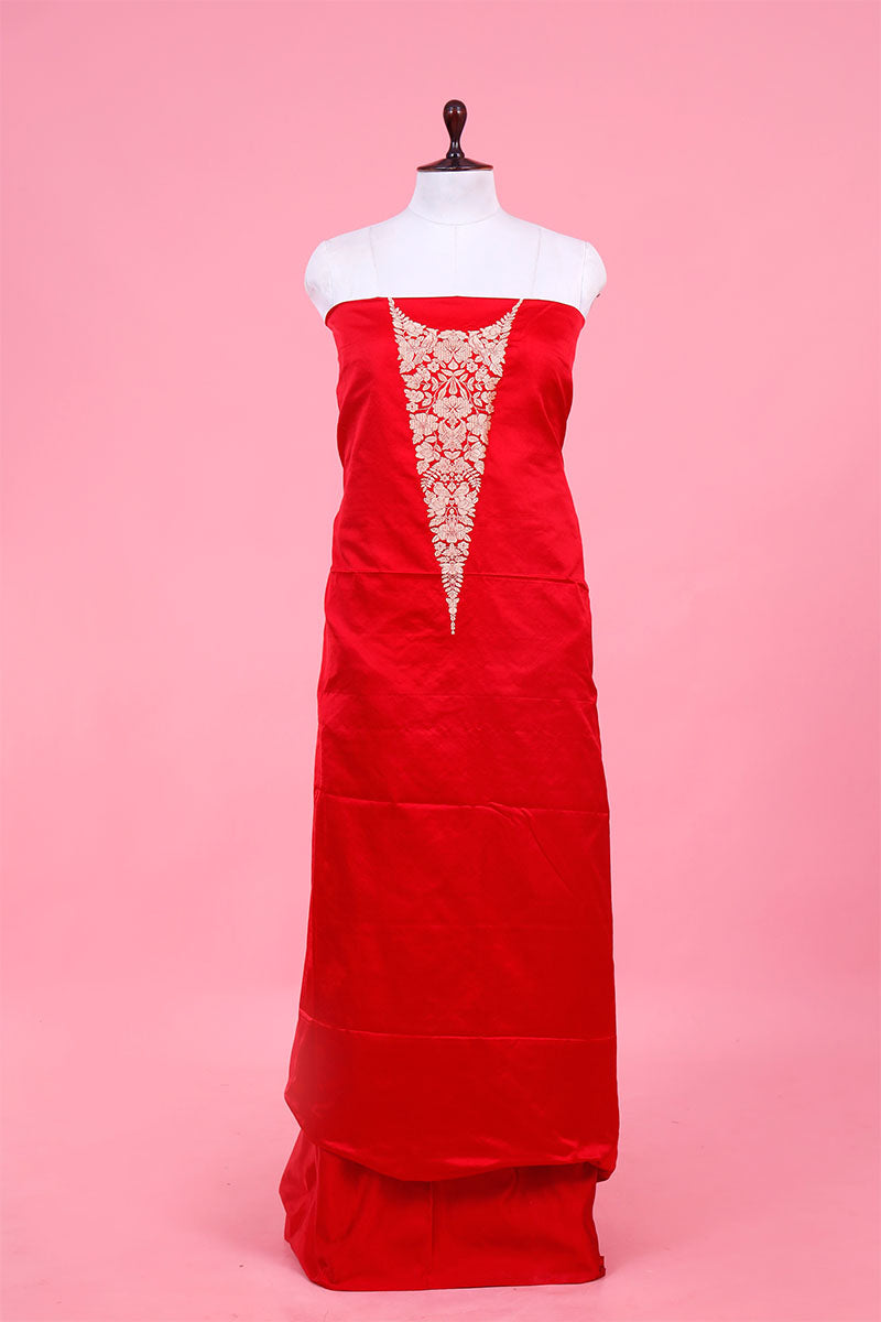 Buy Red Handloom Dress Material Online