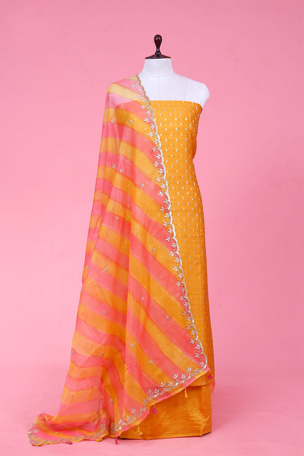 Buy Turmeric Yellow Chiniya Silk Dress Material Online