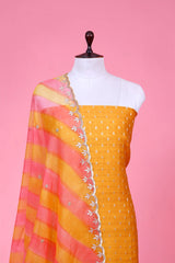 Turmeric Yellow Chiniya Silk Suit Piece