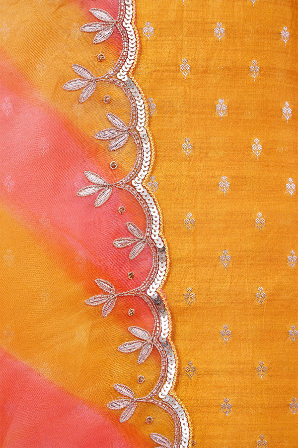 Turmeric Yellow Chiniya Silk Suit Piece